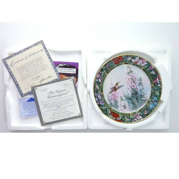 Vintage Decor Bird Plate Rufous Hummingbird Lena Liu Hummingbird - Picture 2 of 3